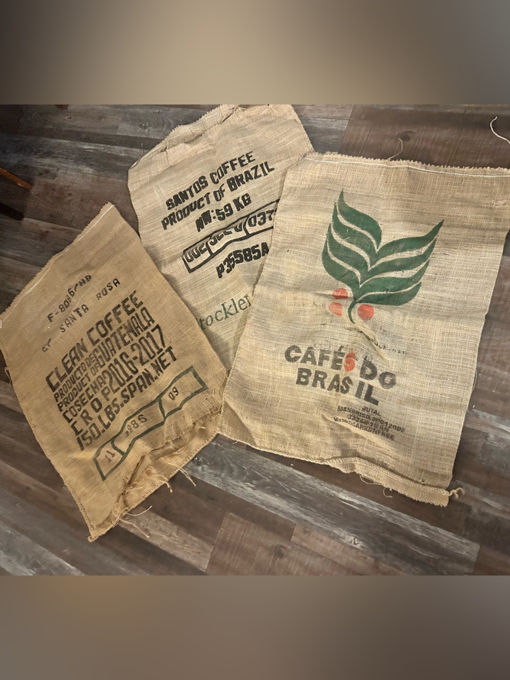 Assorted Burlap Jute Coffee Bean Bags Sacks-Lot Of 3
Columbia Brazil Indonesia